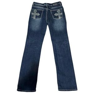 Chrome hearts style Low rise seven7 jeans with pocket design